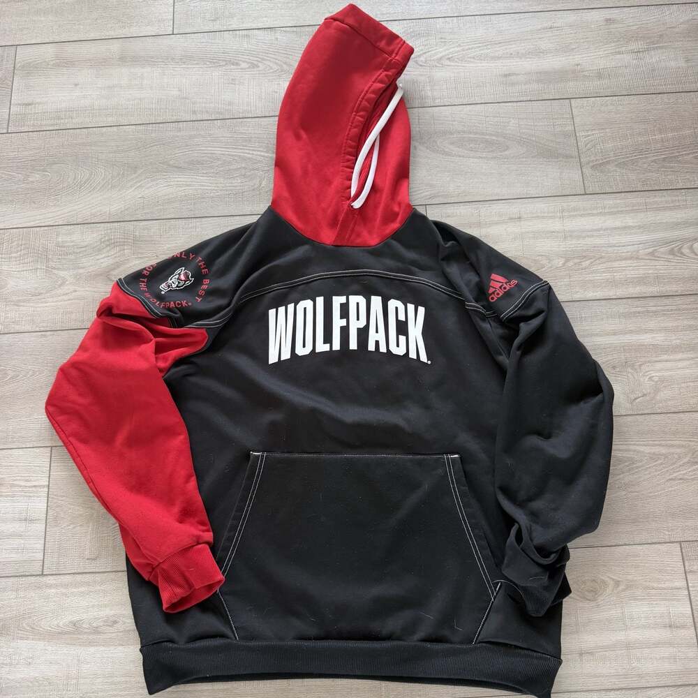 adidas NC State Wolfpack Hoodie Mens L Black Red